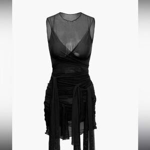 Sheer Mesh Wrap Tie Ribbon Mini Dress
Size M - NEVER WORN IN BAG
